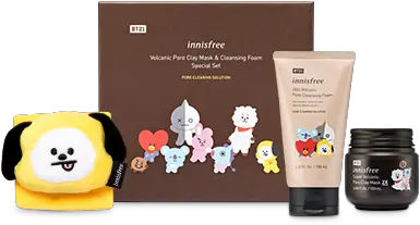  Skincare Volcanic Pore Clay Mask U0026 Cleansing Foam Special Innisfree Super Volcanic Pore Clay Mask Bt21 Png Bt21 Png