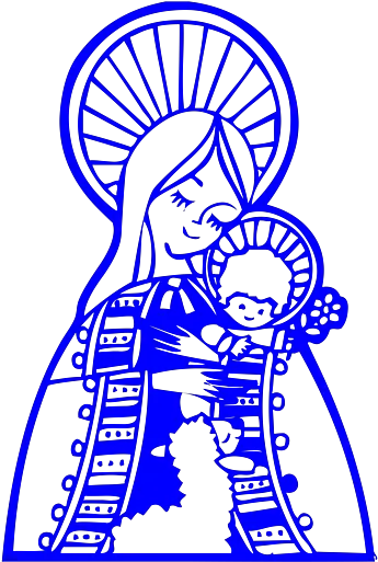  Cute Virgin Mary With Baby Jesus Symbol In Blue Puzzle Mother Mary Symbol Png Mary And Baby Jesus Icon