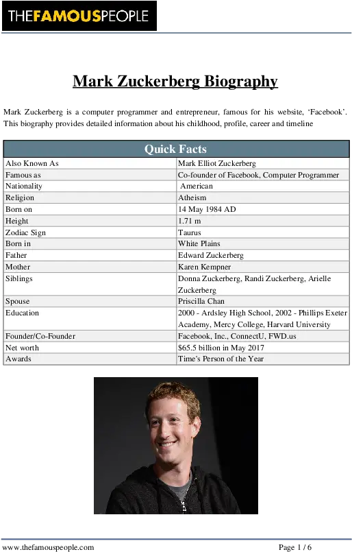  Pdf Mark Zuckerberg Biography Dhruv Rockzz Academiaedu Screenshot Png Mark Zuckerberg Face Png