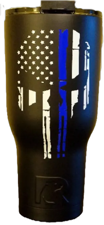  Thin Blue Line Punisher Skull Tumbler Custom Dunn Designs Blue Lives Matter Flag Background Png Punisher Skull Png