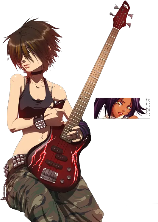  Download Hd Anime Emo Girl Anime Rock Girl With Guitar Punk Rock Anime Png Rock Guitar Png