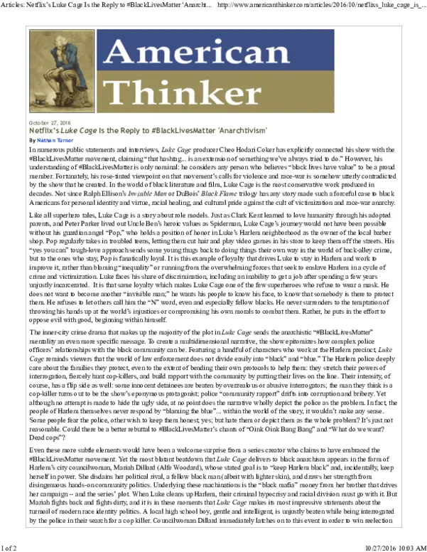  Pdf Luke Cage Review American Thinker Nathan Turner Document Png Luke Cage Png