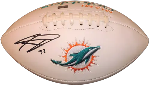  Download Hd Kenyan Drake Autographed Miami Dolphins Logo Football Autographed Paraphernalia Png Miami Dolphins Logo Png