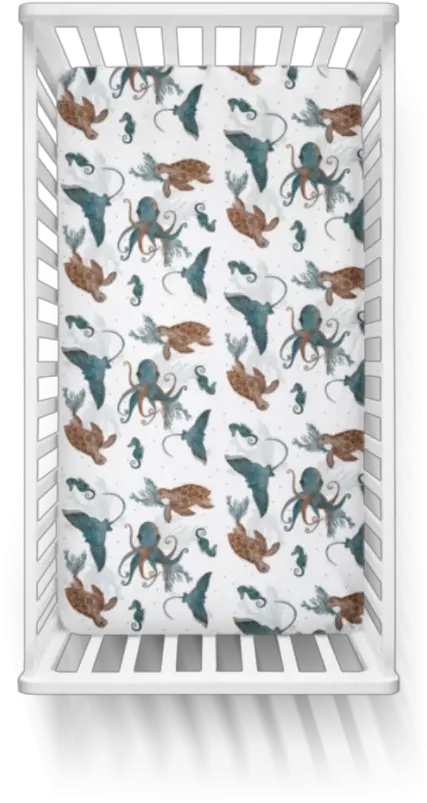  Cotton Jersey Crib Sheet Kevin Sea Life Print Bed Sheet Png Crib Png