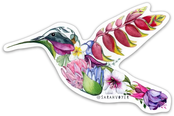  Tropical Hummingbird Sticker Sarah Voyer Hummingbird Made Of Flowers Png Hummingbird Png