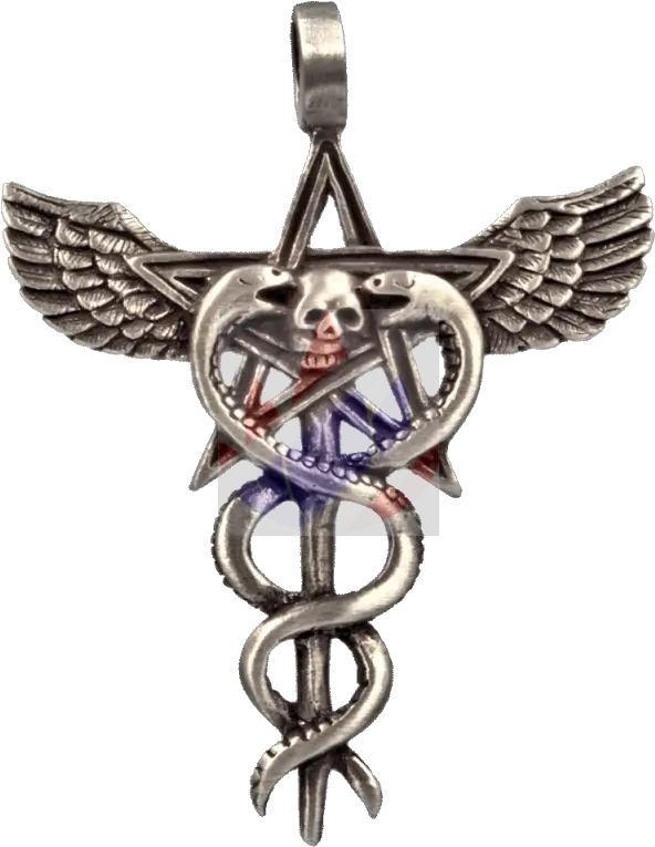  Aesculapius With Pentagram Snakes Eagle Wings U0026 Skull Solid Png Eagle Wings Png