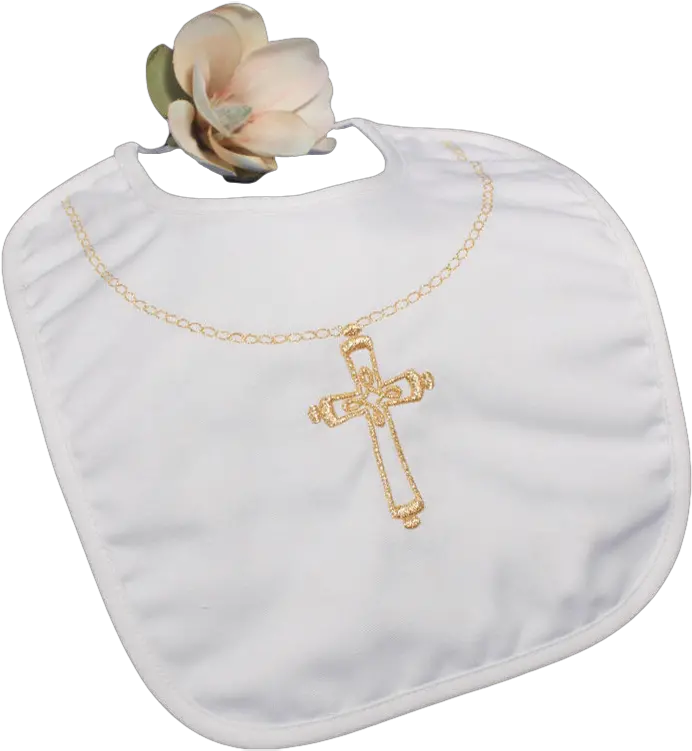  Download Cross Necklace Embroidery Handmade Christening Bib Cross Png Cross Necklace Png