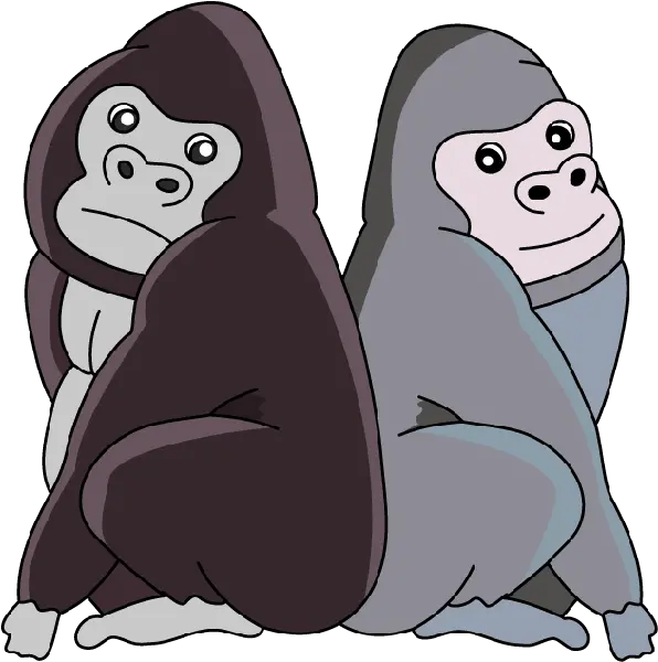  Black Gorillau0027s Monkey Images Two Gorillas Clipart Png Gorilla Cartoon Png