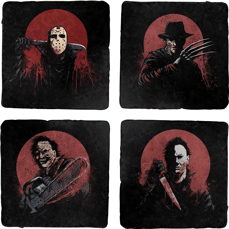  Horror Legends Movie Coaster Set I Need That Shit Horror Fictional Character Png Freddy Krueger Icon