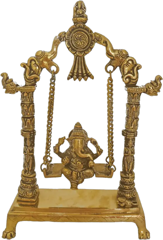  Buy Religious God Ganesha Murti Sitting Jhula Ganesh In Brass Png Elephant Head Png