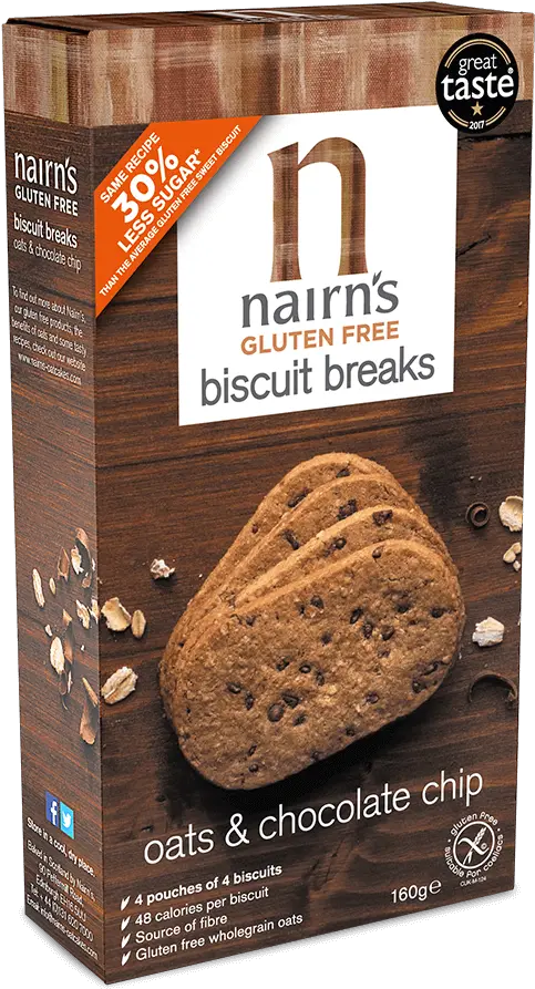  Oats U0026 Chocolate Chip Biscuit Breaks Nairns Oatcakes Nairns Chocolate Oat Biscuits Png Biscuit Transparent