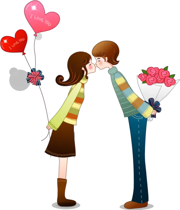  Love Falling In Intimate Relationship Flower For Happy Valentines Day Cartoon Png Kiss Transparent