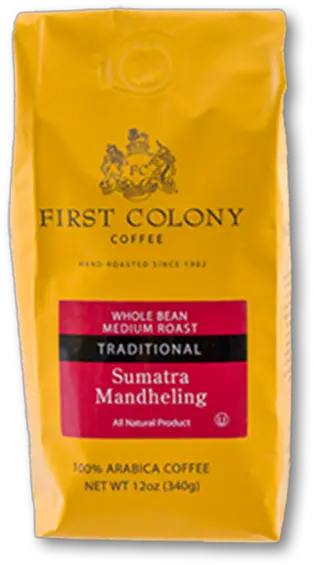  First Colony Sumatra Mandheling Whole Coffee Bean 340g Paper Bag Png Bean Png