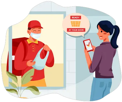  Best Premium Delivery Man Giving Parcel To The Conversation Png Door Dleivery Icon