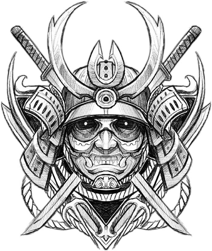  Ghost Tattoo Sketch Japanese Samurai Samurai Drawing Png Ghost Face Png