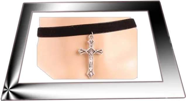  Gothic Black Velvet Choker With Silver Witch Charm Pastelnu Crucifix Png Grunge Cross Png