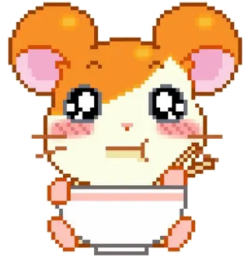  Kawaii Cute Soft Hamtaro Japanese Japan Cartoon Eating Kawaii Pixel Bubble Transparent Png Eating Png