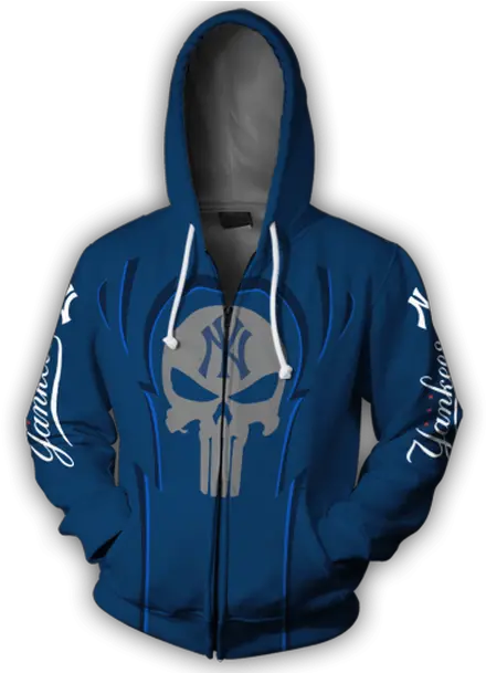  Officially Licensedmlbnewyorkyankeescustom3dskullzipperedteamhoodies Streettrenzscom Hoodie Png Mlb Png