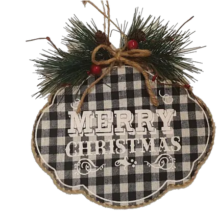  Blackwhite Check Plaid Merry Christmas Sign Black Red Plaid Christmas Decor Png Christmas Greenery Png