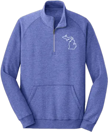  Michigan Outline Quarter Zip Sweatshirt Polar Fleece Png Michigan Outline Png