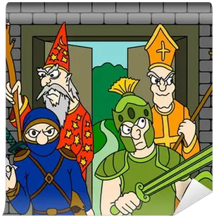  Wall Mural Dungeon Crawl Rpg Party Warrior Ninja Wizard Fictional Character Png Rpg Warrior Icon