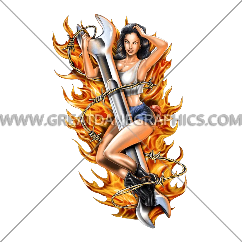  Pinup Girl Wrench Production Ready Artwork For T Shirt For Women Png Pin Up Girl Png