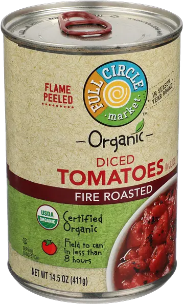  Full Circle Organic Fire Roasted Diced Tomatoes Hy Vee Tomato Png Flame Circle Png