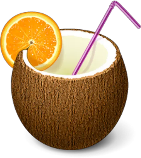  Coconut Coctail Coconut With Straw Png Coconut Transparent