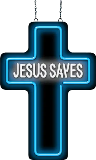  Cross With Jesus Saves Neon Sign Cross Png Jesus On Cross Png