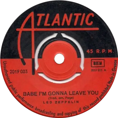  Filebabe Iu0027m Gonna Leave You By Led Zeppelin Side A Greece Png Vinyl Record Png