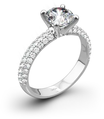  18k White Gold Rounded Pave Diamond Engagement Ring Engagement Rings Small Diamond Png Halo Ring Png