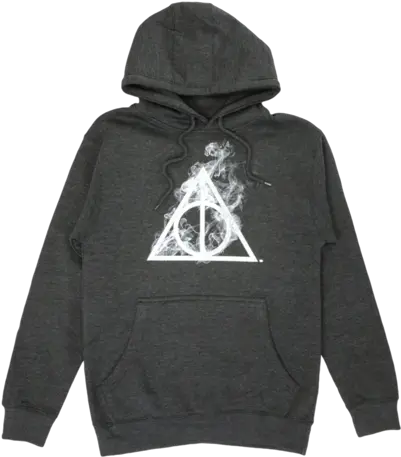  Deathly Hallows Charcoal Heather Hoodie Palm Angels Skull Hoodie Png Deathly Hallows Png