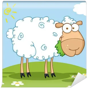  White Sheep Cartoon Character Eating A Grass We Live To Change Sheep Cartoon Png Grass Hill Png