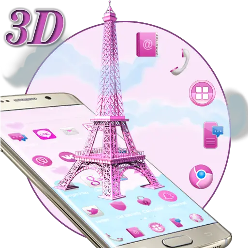  3d Pink Paris Eiffel Tower Apps On Google Play Mobile Phone Png Eiffel Tower Transparent Background