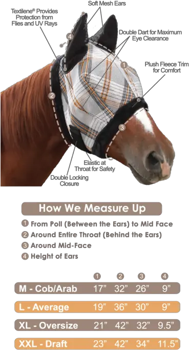  Fly Mask With Ears And Fleece Trim Measure A Horse For A Fly Mask Png Horse Mask Png