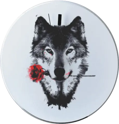  Round Wall Clock With Printing Wolf Wolf With Rose Png Wolf Head Logo