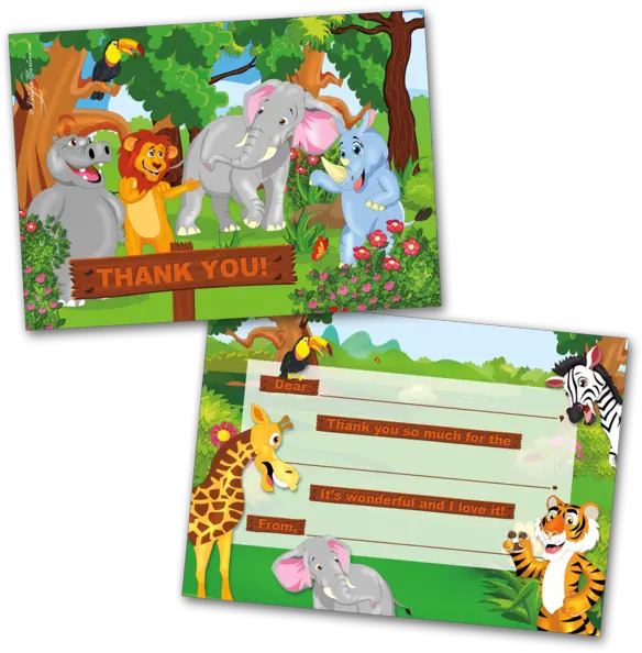  Jungle Animals Png 10 Kids Thank You Cards Jungle Animals Cartoon Jungle Animals Png