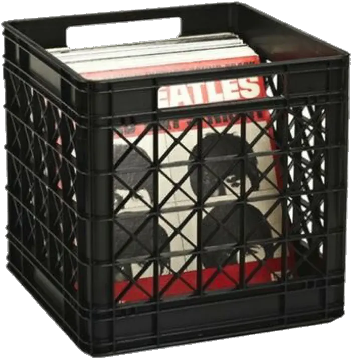  Crate Storage Crates Record Milk Crate With Albums Png Crate Png