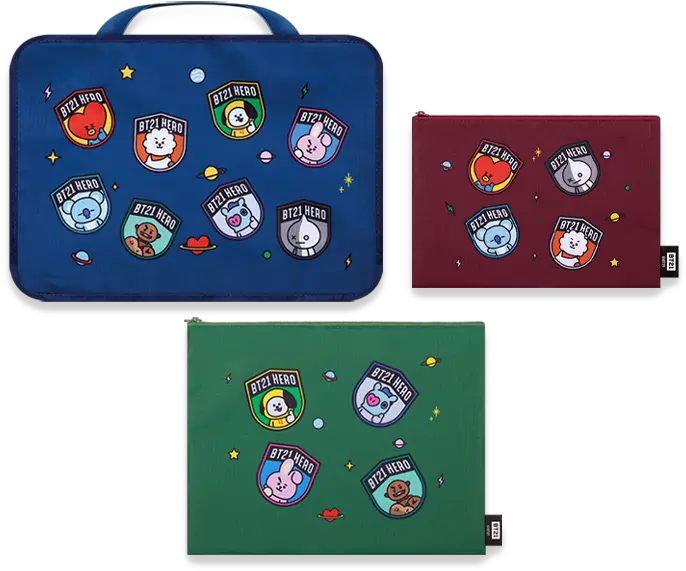  Line Friends X Bts Bt21 Taiwan Family Mart Limited 3 Size Travel Storage Bag Set Bt21 Png Bt21 Png