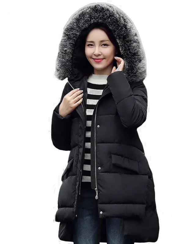  Black Winter Jacket For Women Png Image Arts Hood Fur Png