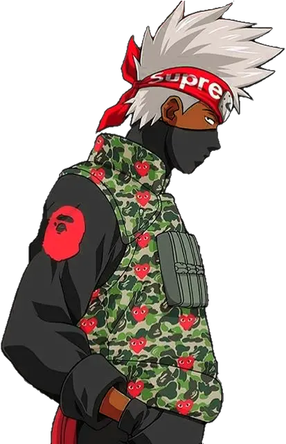  Kakashi Supreme 2yamahacom Anime Bape Png Supreme Logo Transparent Background