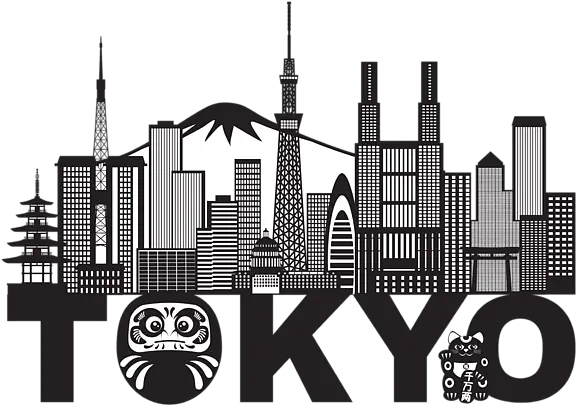  Tokyo City Skyline Text Black And White Tokyo Black And White Outline Png City Skyline Transparent