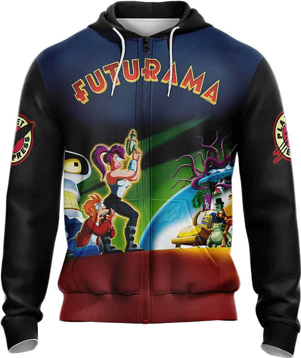  Futurama New Style Unisex Zip Up Hoodie Wackytee Hoodie Png Futurama Logos