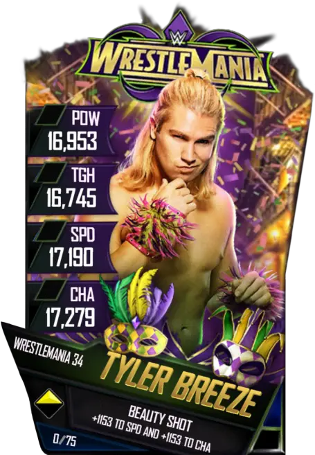  Tyler Breeze Wwe Supercard Wrestlemania 34 Cards Png Tyler Breeze Png