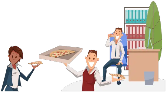  Best Premium Office People Eating Pizza Funny Office Lunch Cartoon Png Lunch Break Icon