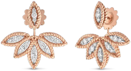  Diamond Stud Earrings With Fan Jacket U0026ndash 18k Rose Gold Earring Roberto Coin Png Diamond Earrings Png