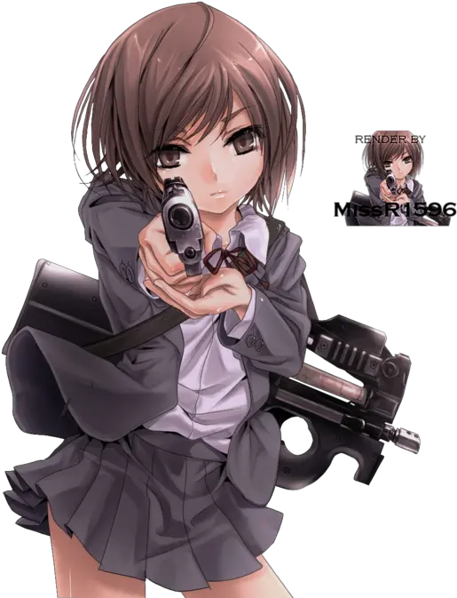  Anime Girl Holding Gun Png Image With Anime Girl With Pistol Holding Gun Png