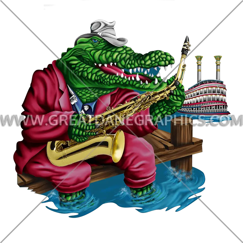  Jazz Gator Production Ready Artwork For T Shirt Printing Illustration Png Gator Png