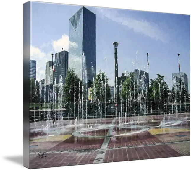  Atlanta Skyline Olympic Park Fountain By Ginette Callaway Tower Block Png Atlanta Skyline Png