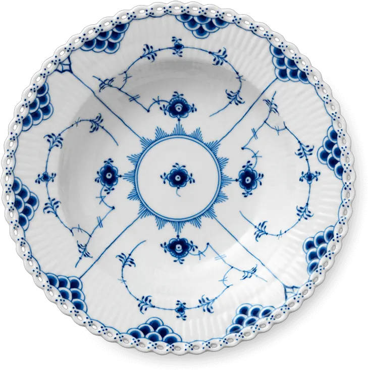  Blue Fluted Full Lace Soup Plate Royal Copenhagen Full Lace Plate Png Lace Border Transparent